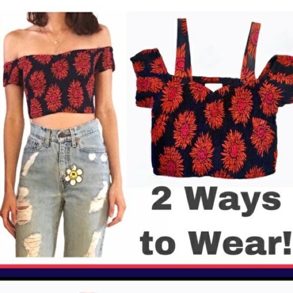 Band of Gypsies Sunflower Smocked Crop